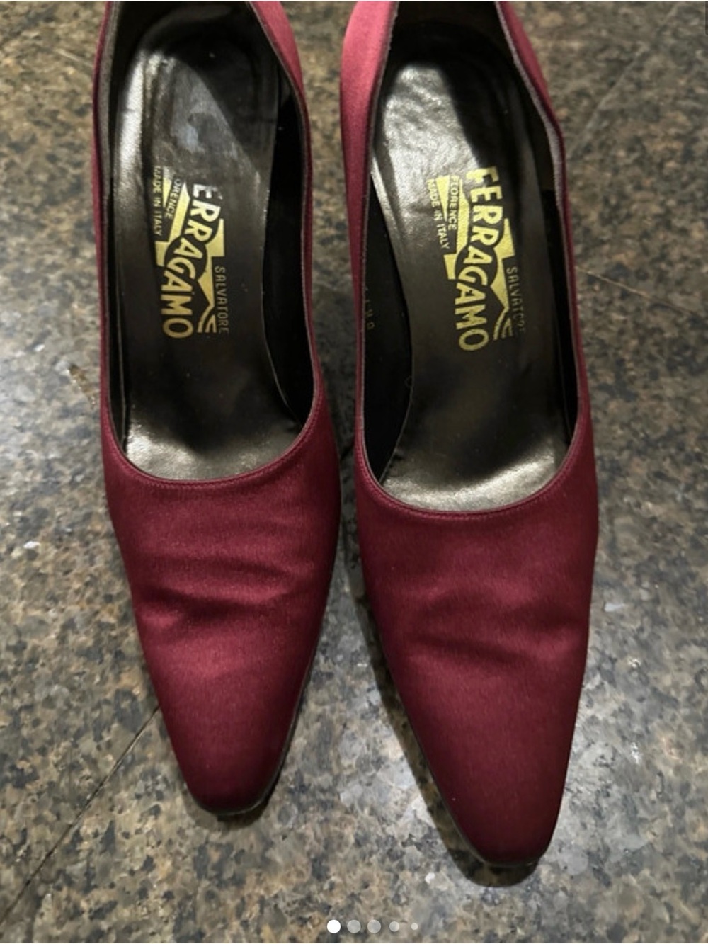 Salvatore Ferragamo Women's Wine Satin Pointed-Toe Pumps